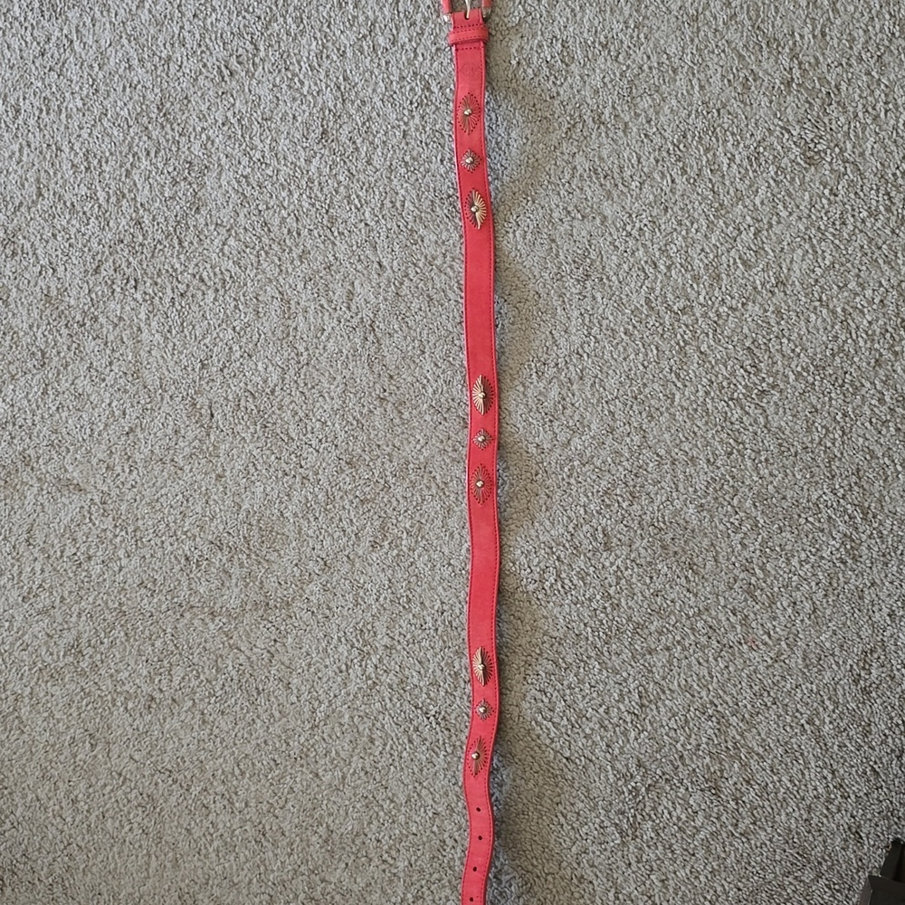 Pink Suede Southwestern Style Belt with Silver Accents - Picture 5 of 6